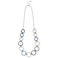 Ladies Jewellery Statement Blue And Cream Enamel rings chain necklace - Blue