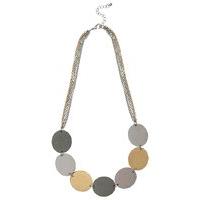 Ladies disc short necklace metallic hammered effect discs gold, silver, bronze colouring - Multicolour