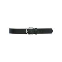 Ladies essential black leather look silver buckle belt - Black