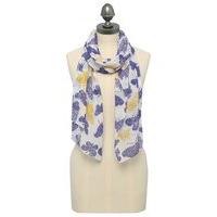 ladies flower butterfly print lightweight scarf blue