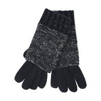 Ladies Navy Shimmer Knit Two Piece Fingerless and Full Finger Coverage Gloves - Navy