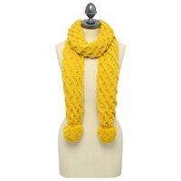 Ladies Chunky Cable Knit Pattern With Subtle Sparkle Pom Pom Casual Scarf - Print