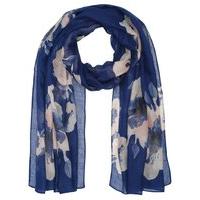 Ladies Oversize Floral Print Lightweight chiffon carf - Navy