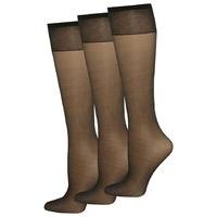 ladies classic comfort 10 denier gloss knee highs tights 3 pack black