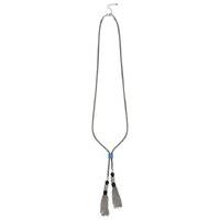 Ladies Mesh Chain Tassel Necklace - Silver