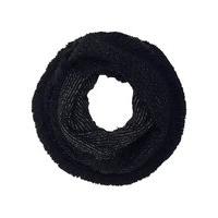 Ladies Soft And Fleecy Popcorn Knit Snood With Shimmer And Fringe Detail - Black