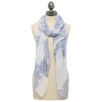 Ladies Paisley Print Lightweight Soft Chiffon Scarf Size 200 x 100cm - Ivory