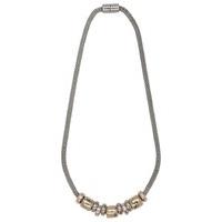 Ladies Mesh And Bead Necklace With Magnetic Clasp - Silver