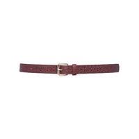 Ladies classic leather look burgundy red cut-out pattern casual belt - Berry Red