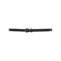 Ladies Classic Practical And Stylish silver buckle black skinny Studded embellished belt - Black