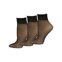 Ladies 10 Denier Classic Gloss Finish Reinforced Toe Ankle Highs Socks- 3 pack - Black