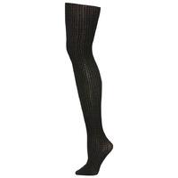 Ladies cosy and warm cable knit plain coloured comfort fit tights - Black