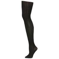 ladies cosy and warm cable knit plain coloured comfort fit tights blac ...