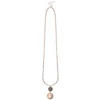 Ladies Double Circle Pendant Long Chain Gold Tone Simple Everyday Necklace - Gold