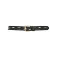 Ladies black leather look gold toned buckle stud detail everyday belt - Black