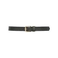 ladies black leather look gold toned buckle stud detail everyday belt  ...