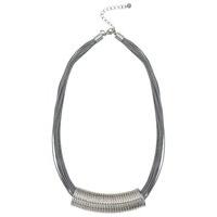 Ladies Jewellery Silver Rope Statement Metal Coil Front Multi Layer Design Necklace - Silver