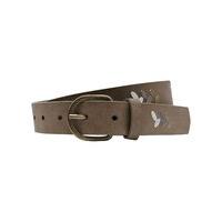 Ladies metal plate embellished leather look casual belt - Taupe