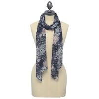 Ladies Blue And Pink Lightweight Fabric Feminine Floral Print Casual Scarf - Blue