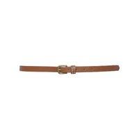 Ladies tan skinny stud detail gold buckle belt - Tan