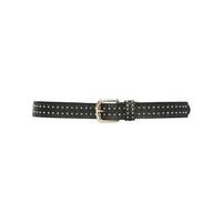 Ladies black leather look gold toned buckle stud detail everyday belt - Black
