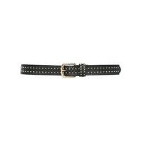 ladies black leather look gold toned buckle stud detail everyday belt  ...