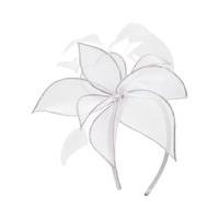 Ladies organza flower and feather fascinator ideal for weddings, races and occasions - Grey