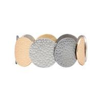 Ladies Hammered Gold and Silver Tone Disc stretch bracelet - Multicolour