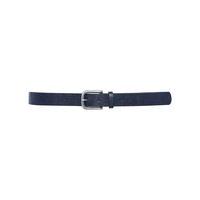 Ladies Classic Floral Embossed Everyday Skinny Navy Belt With Silver Buckle - Navy