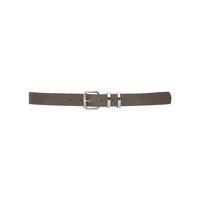 Ladies leather look gold hardware buckle fasten fashion keeper belt - Taupe