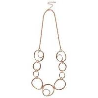 Ladies Rose Gold Tone Circles Necklace - Rose