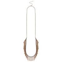 Ladies accessories gold metallic beaded fringe detail party necklace - Gold