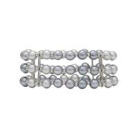 ladies grey pearl bead triple strand classic bracelet grey