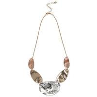 Ladies pebble shape disc short necklace metallic hammered effect discs gold, silver, bronze toned - Multicolour