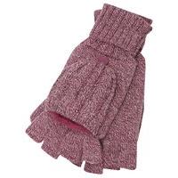 Ladies Two In One Cable Knit Fingerless Glove And Pop Over Mitt - Rose