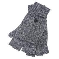 Ladies Two In One Cable Knit Fingerless Glove And Pop Over Mitt - Navy
