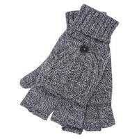 ladies two in one cable knit fingerless glove and pop over mitt navy