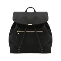 Ladies Nylon Zip Detail Rucksack Back Pack Bag - Black