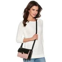 Ladies Square Lock Shoulder Cross Body Leather Look Colour Block Design bag - Multicolour