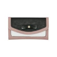 Ladies Bow Detail Colour Block Pattern Classic Rectangle Style Coin Purse - Multicolour