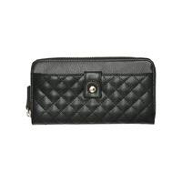Ladies Quilted Zip Fastening Purse - Black