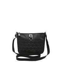 Ladies cross body lightweight zip fastening quilted casual bag - Black