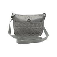 Ladies cross body lightweight zip fastening quilted casual bag - Silver