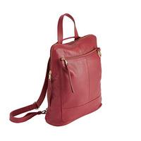 Ladies? Luxury Leather Rucksack, Berry Red, Leather