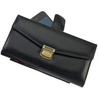 ladies clutch bag and phone case black leather