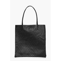 Lazercut Perforated Shopper Bag - black
