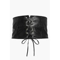 lace up panelled corset belt black