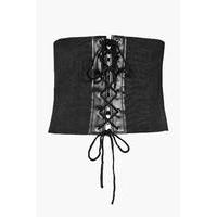 lace up stretch corset belt black
