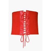 lace up stretch corset belt red