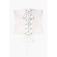 lace up stretch corset belt white